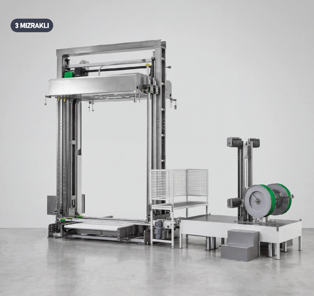 Sabit Presli Çift Kafalı Dikey Çemberleme Makinesi – 3 Mızraklı